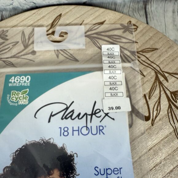 Playtex 18 hr Lace Bra Women Size 40C Black Wireless Smooth Breathable - Picture 5 of 7